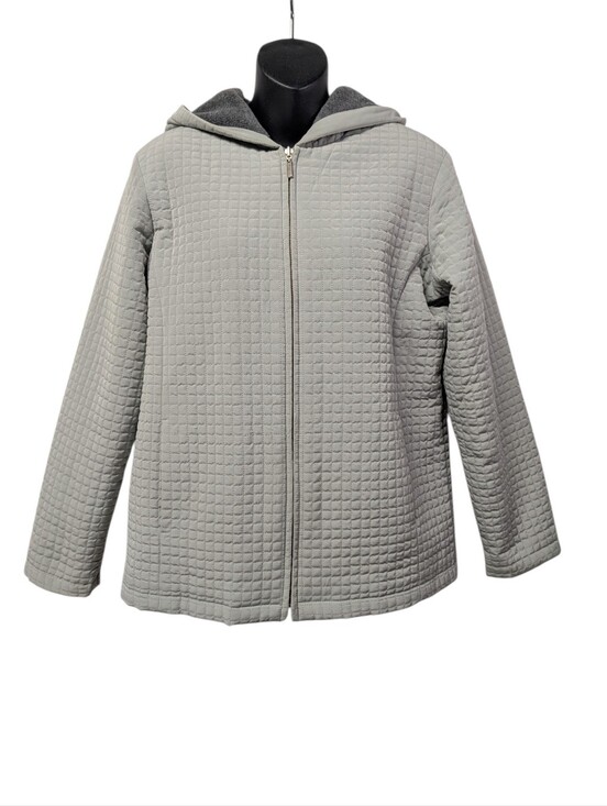 Braetan Jackets & Blazers - Braetan Women's Gray Quilted Hooded Full Zip Puffer Jacket Size M Pockets